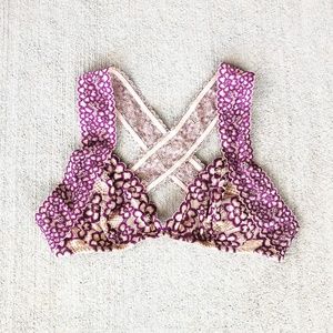New! Free People Intimates Floral Lace Bra / Violet / XS